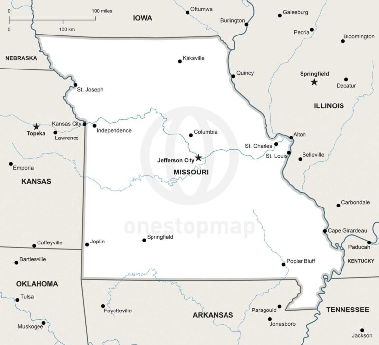 Vector Map Of Missouri Political One Stop Map