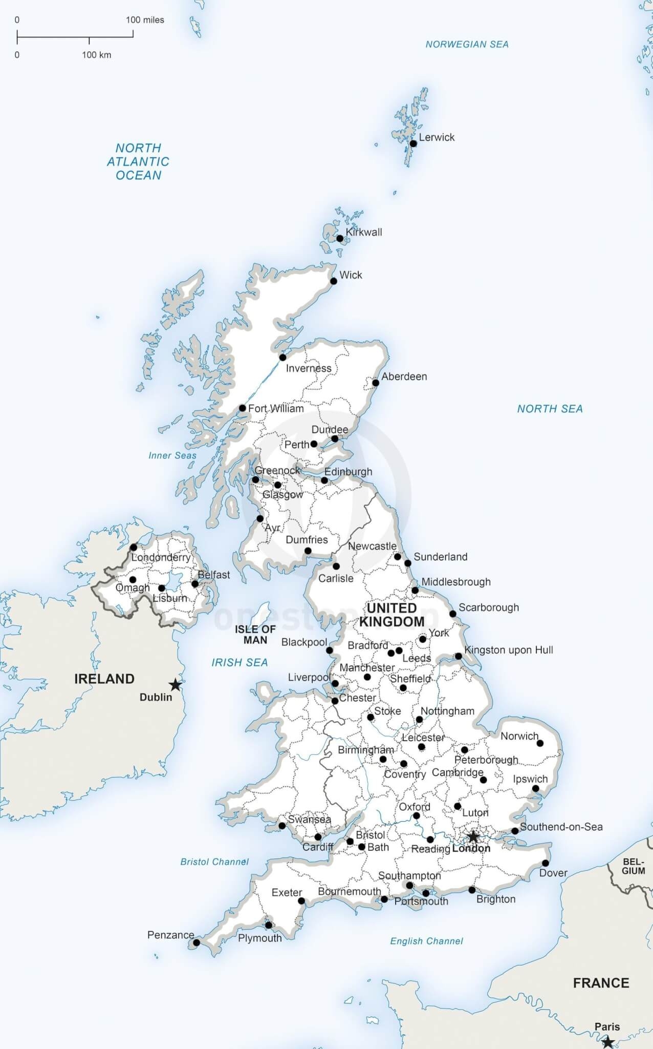England Printable Map