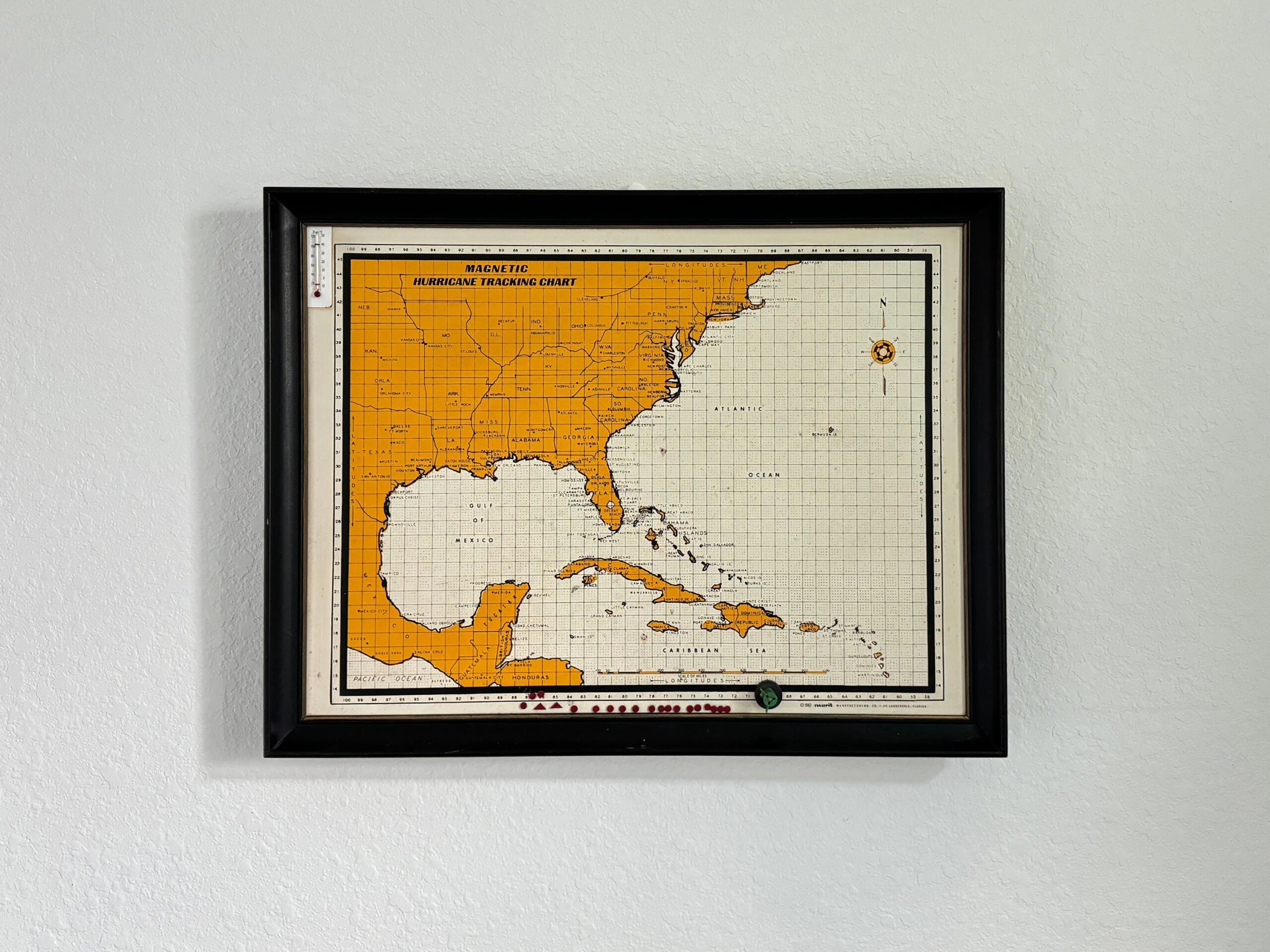 Vintage Hurricane Tracking Map 1967 Magnetic Hurricane Tracking Chart Wall Hanging Map By Merit Manufacturing Etsy