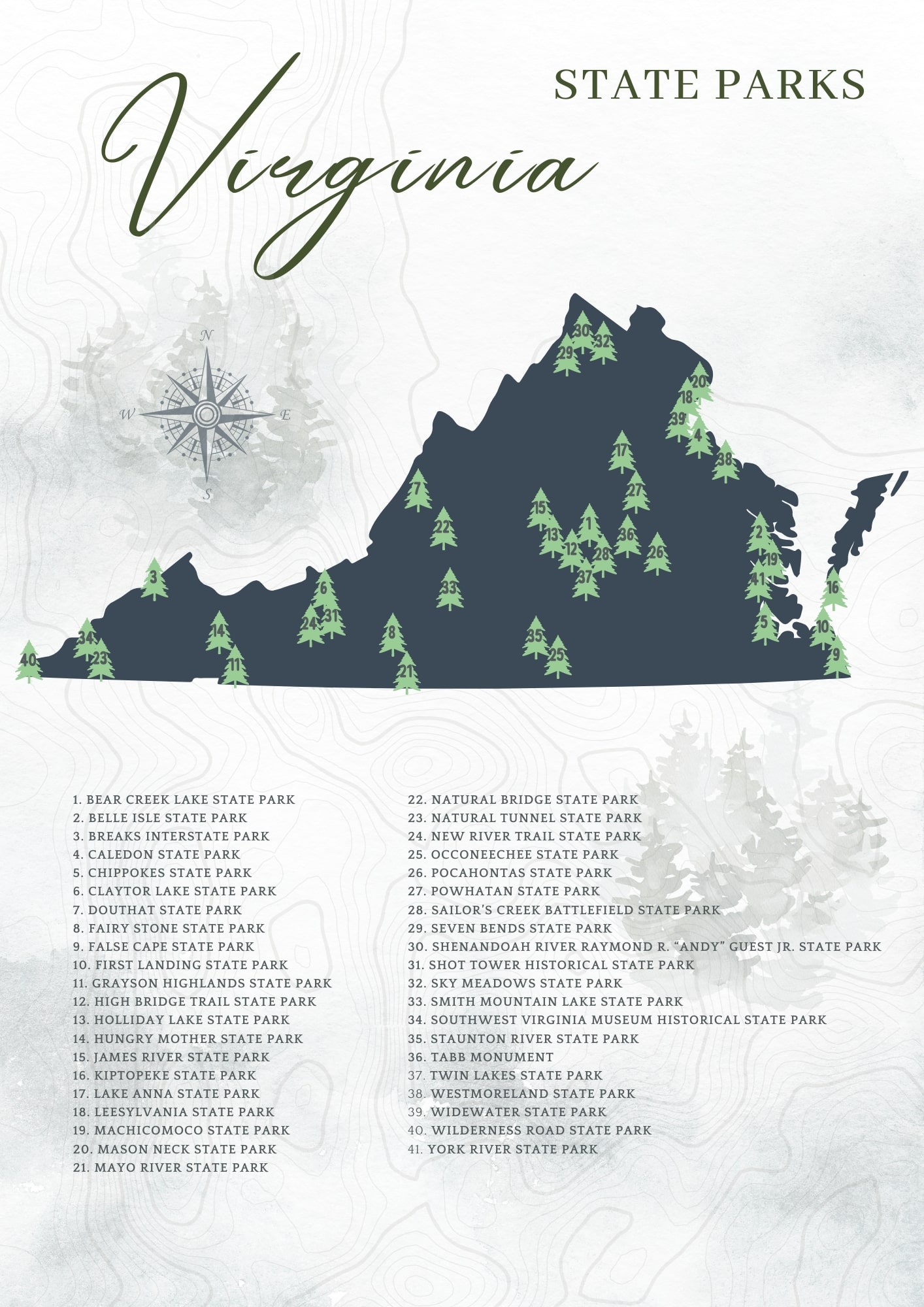 Virginia State Park Map Natural Beauty In The Old Dominion