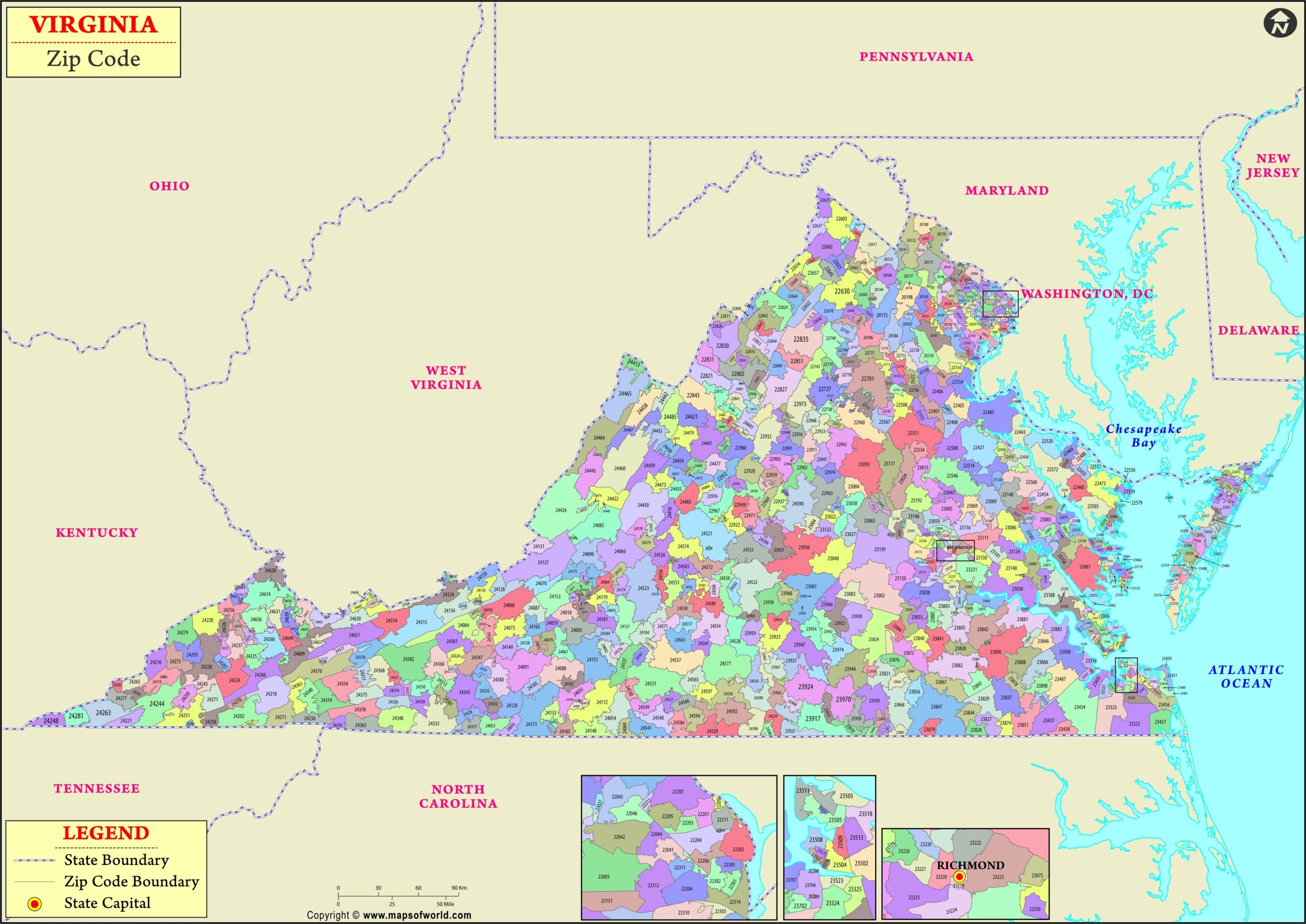 Virginia Zip Codes Map Of Virginia With Zip Codes List