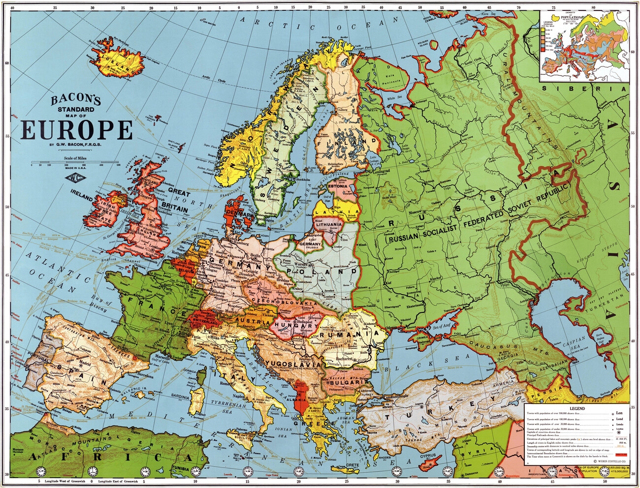 Wall Art Print Vintage Europe Map 1978 UKposters