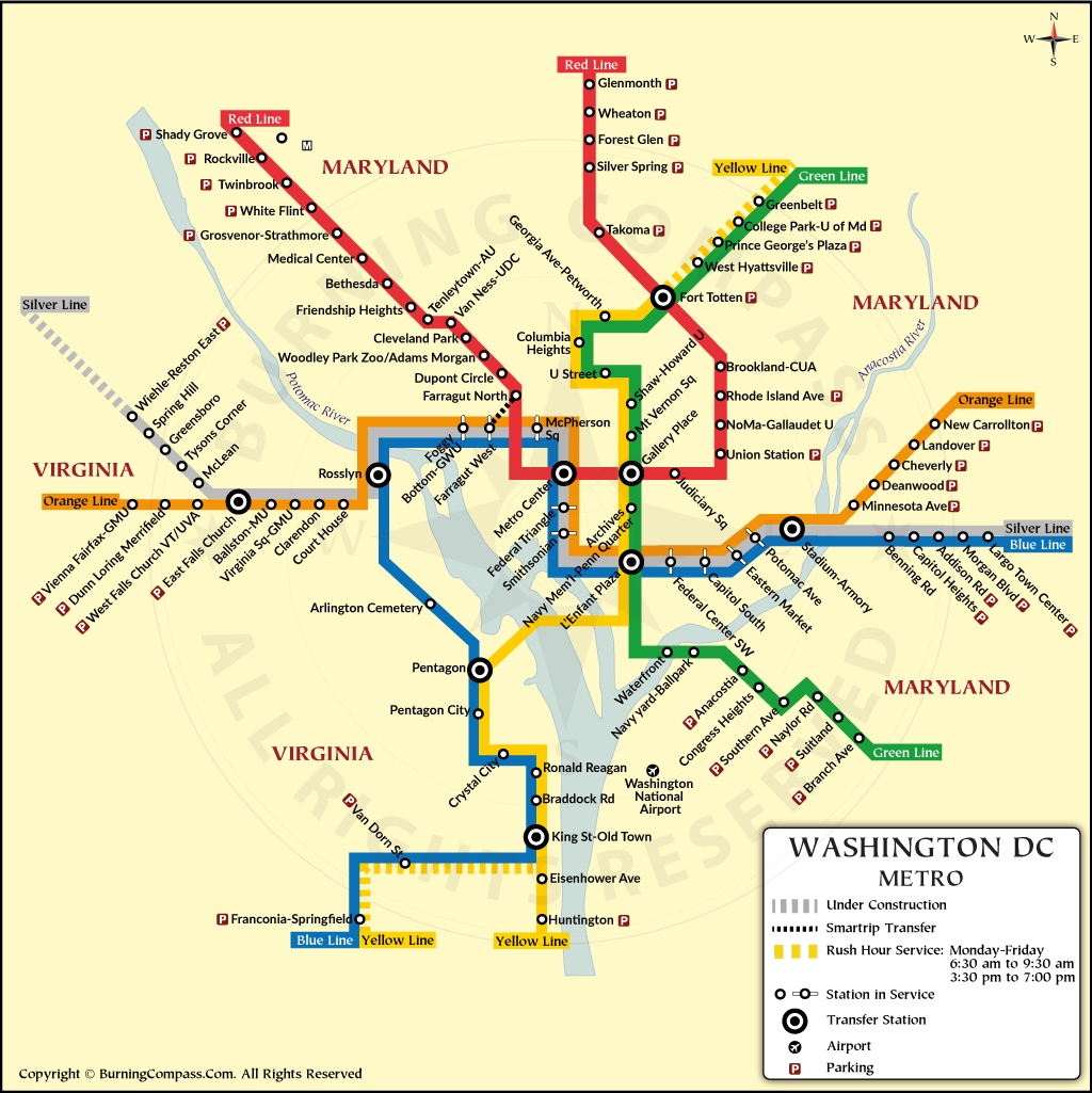 Washington DC Metro Map Washington DC Subway Map Metrorail Map 