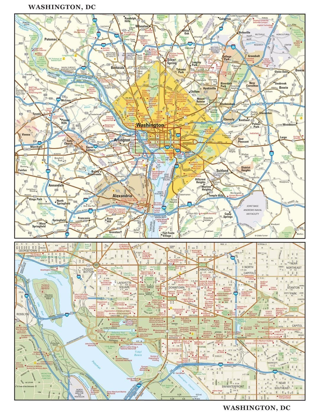 Washington DC Wall Map Large Map Stanfords