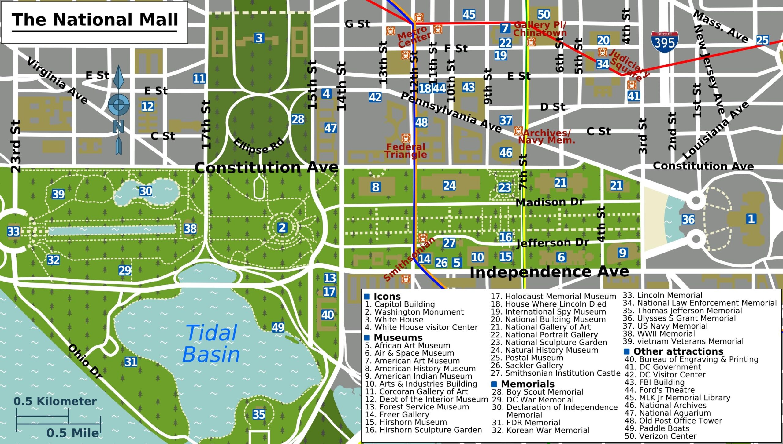 Washington Mall Map Washington National Mall Map District Of Columbia USA 