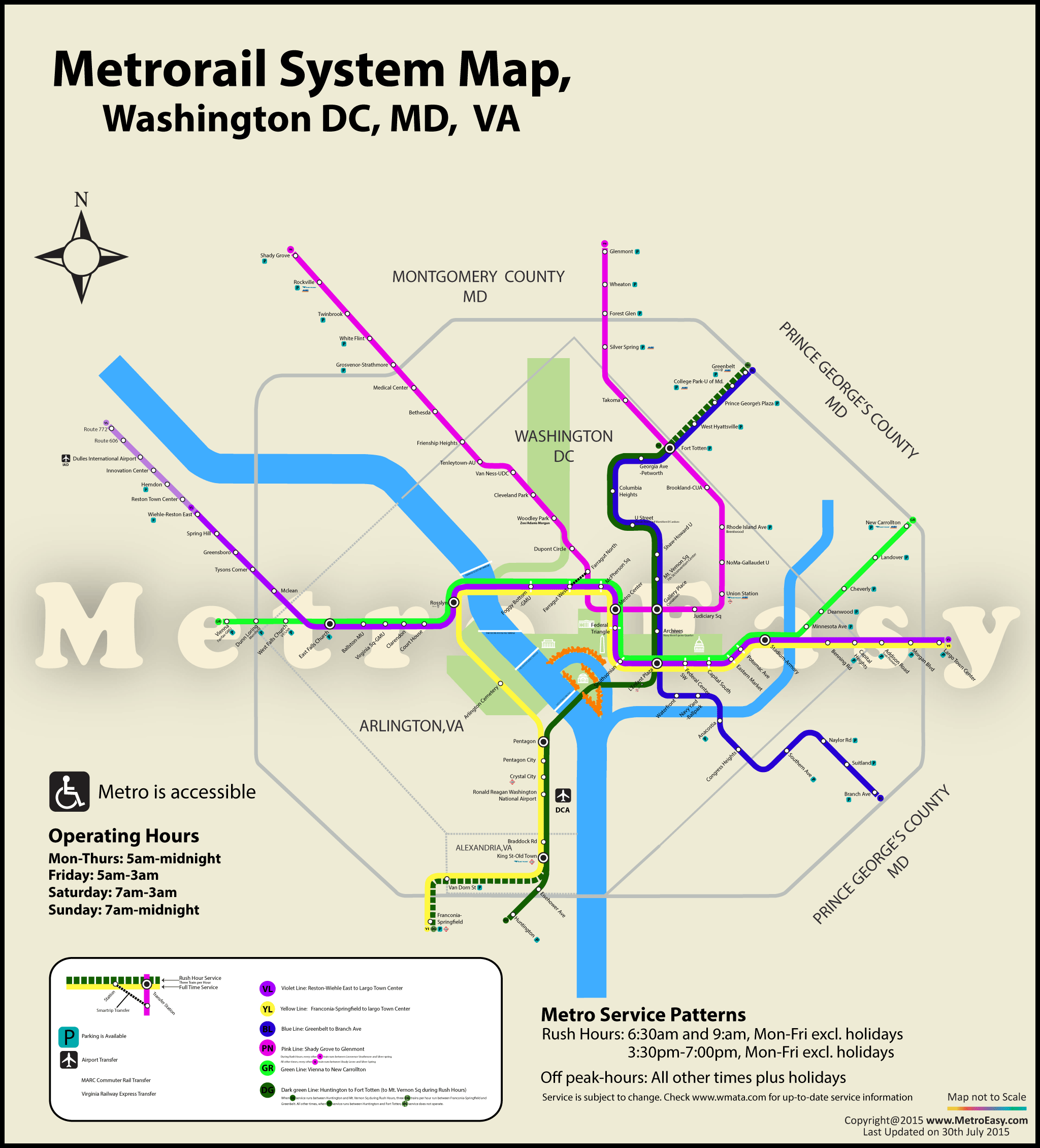 Washington Metro Map With Information Of Fares Washington Metro Map With Information Of Fares