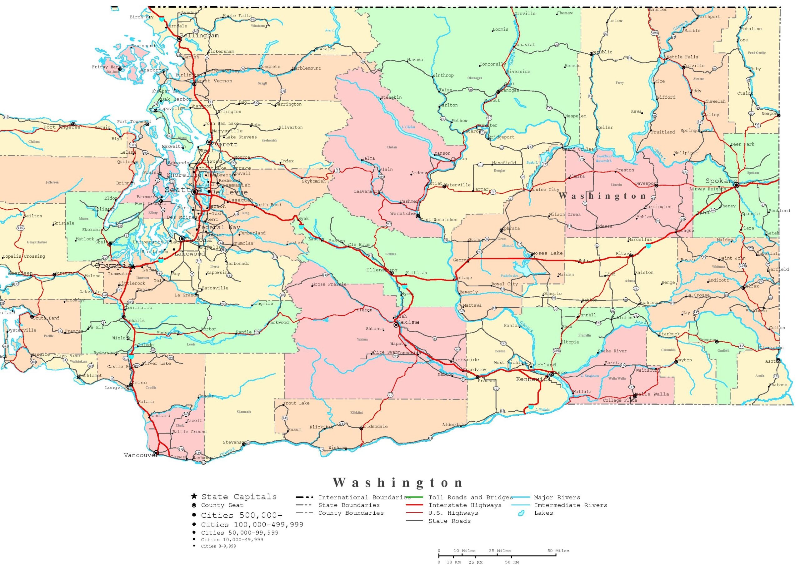 Washington Printable Map
