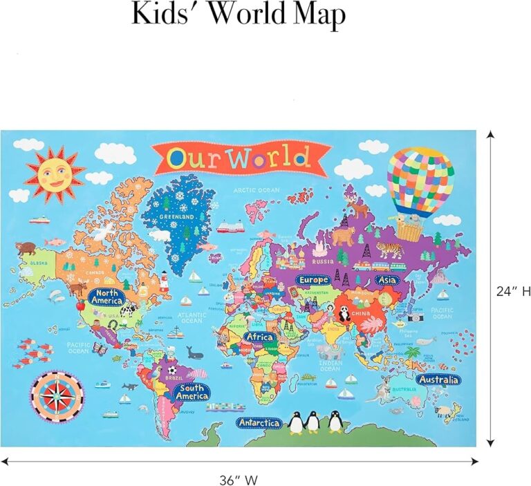 Waypoint Geographic Kids World Wall Map Laminated Wall Map Poster For Kids Informative Learning Resources Illustrated Wall Map For Playroom And Classroom Decor 24