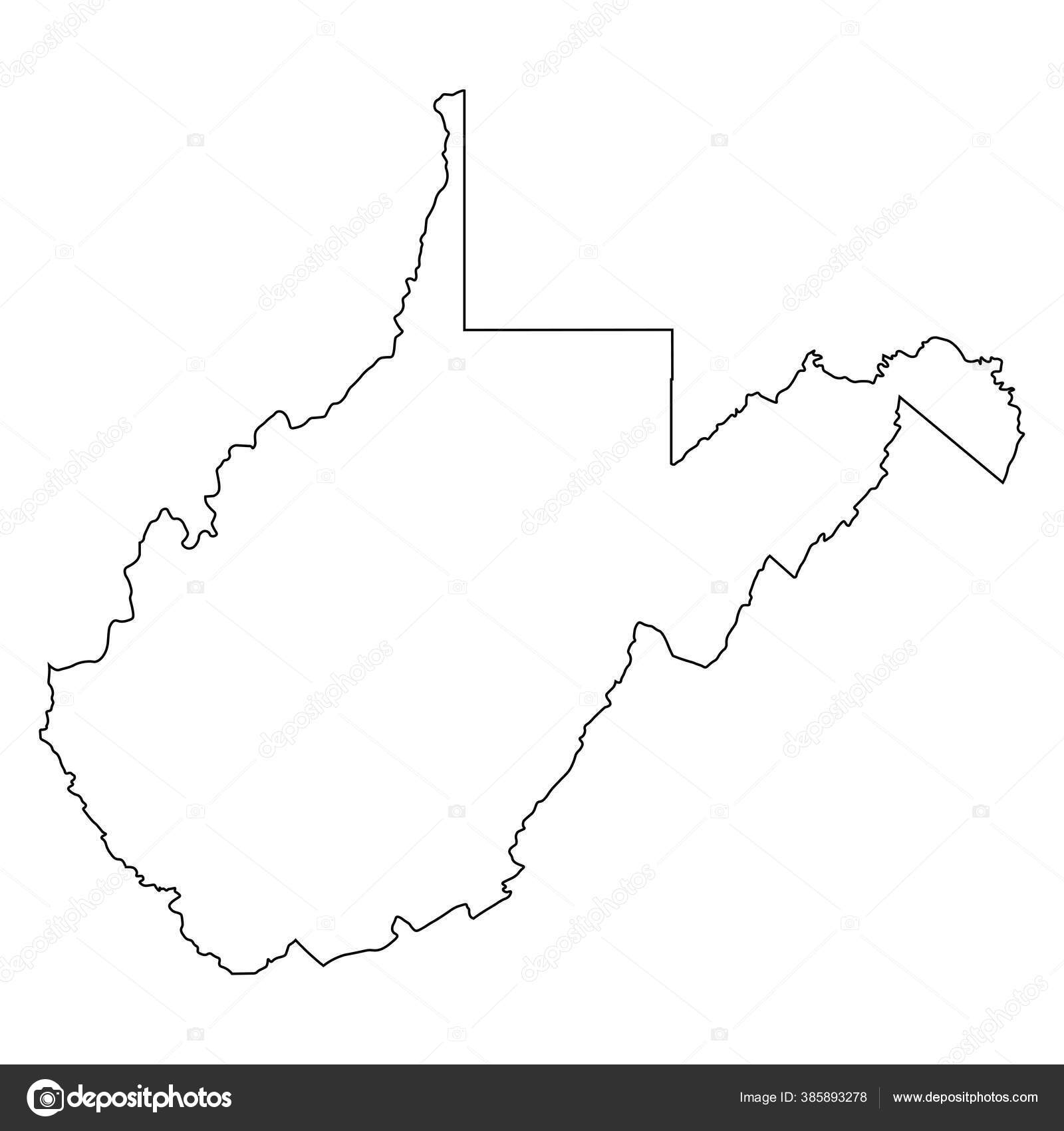 West Virginia State Border Usa Map Outline Vektor Stok Oleh xileodesigns 385893278