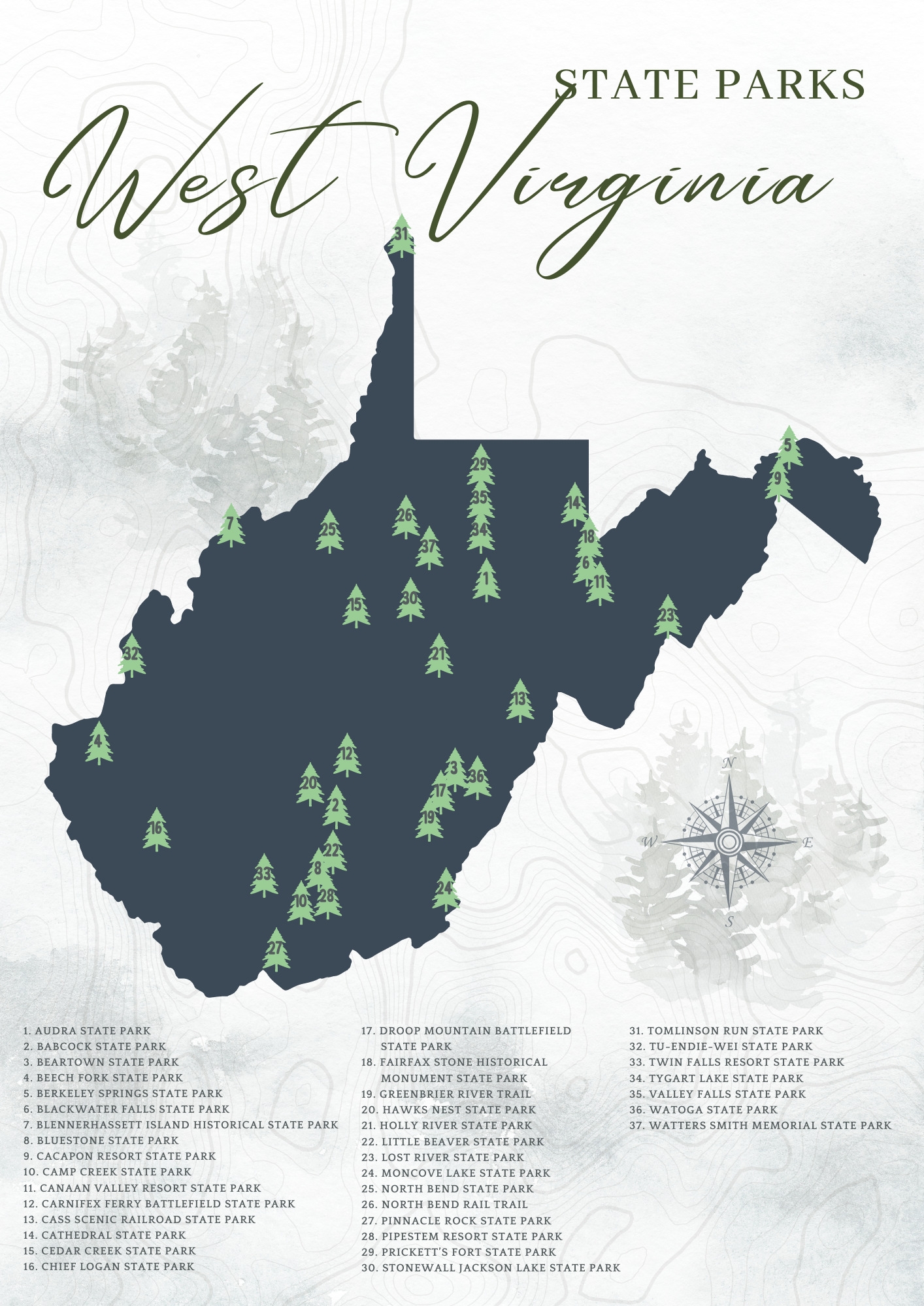 West Virginia Printable Map