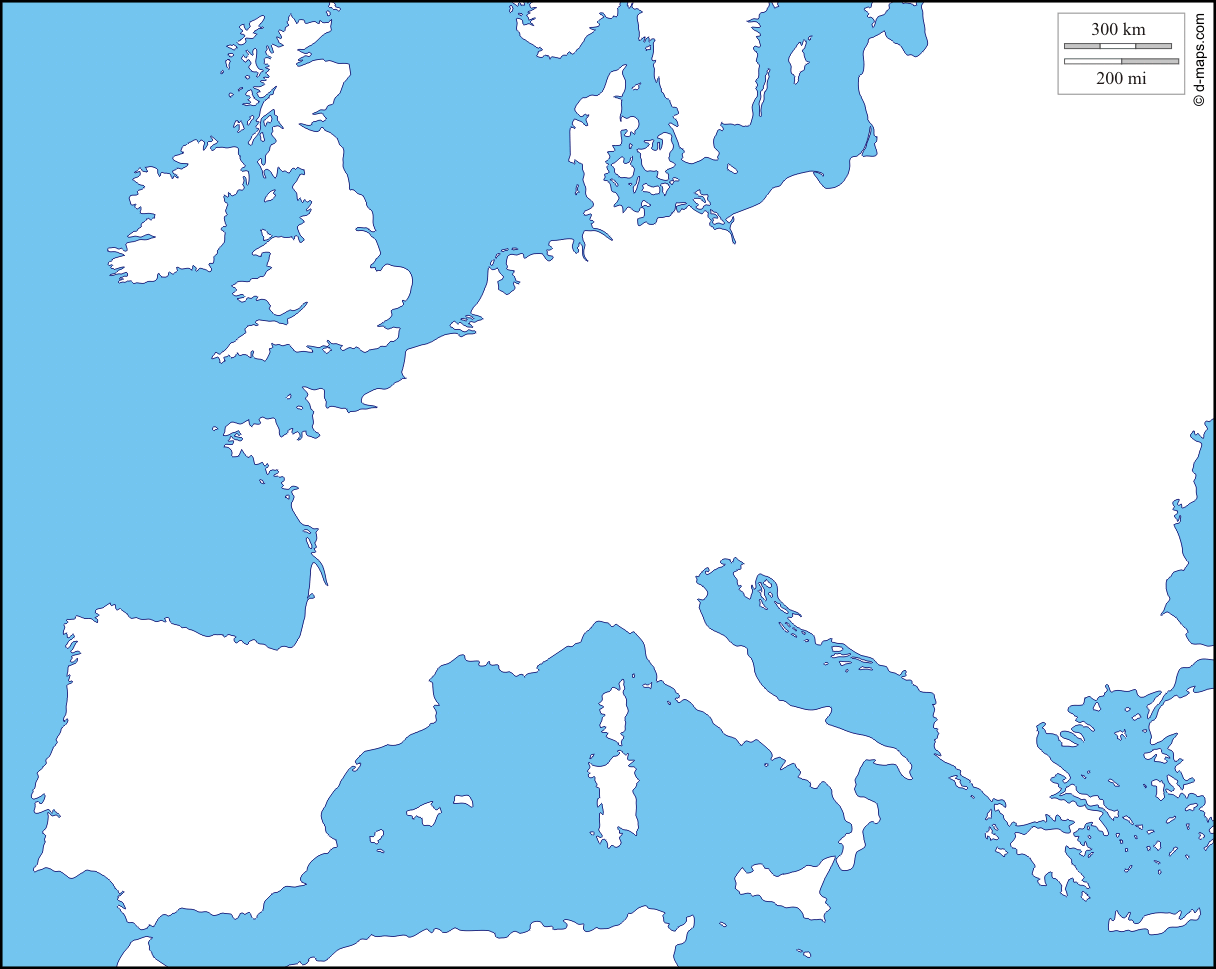 Western Europe Free Map Free Blank Map Free Outline Map Free Worksheets Library