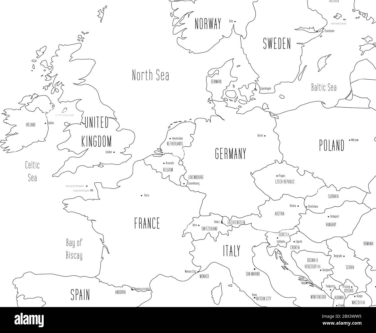 Western Europe Map Black And White Stock Photos U0026 Images Alamy Worksheets Library