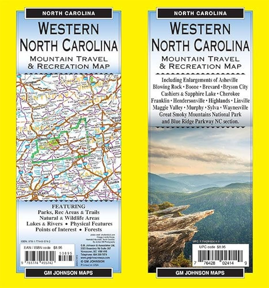 Western North Carolina Mountain Travel Recreation Map GM Johnson Maps 9781774495742 Amazon Books