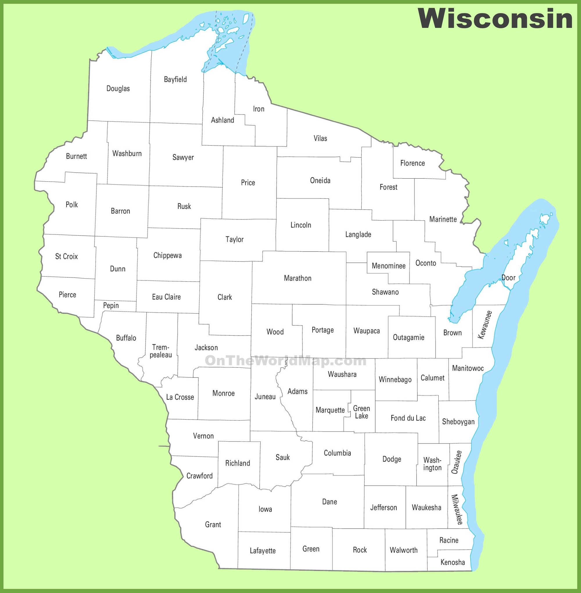 Map Of Wisconsin Counties Printable
