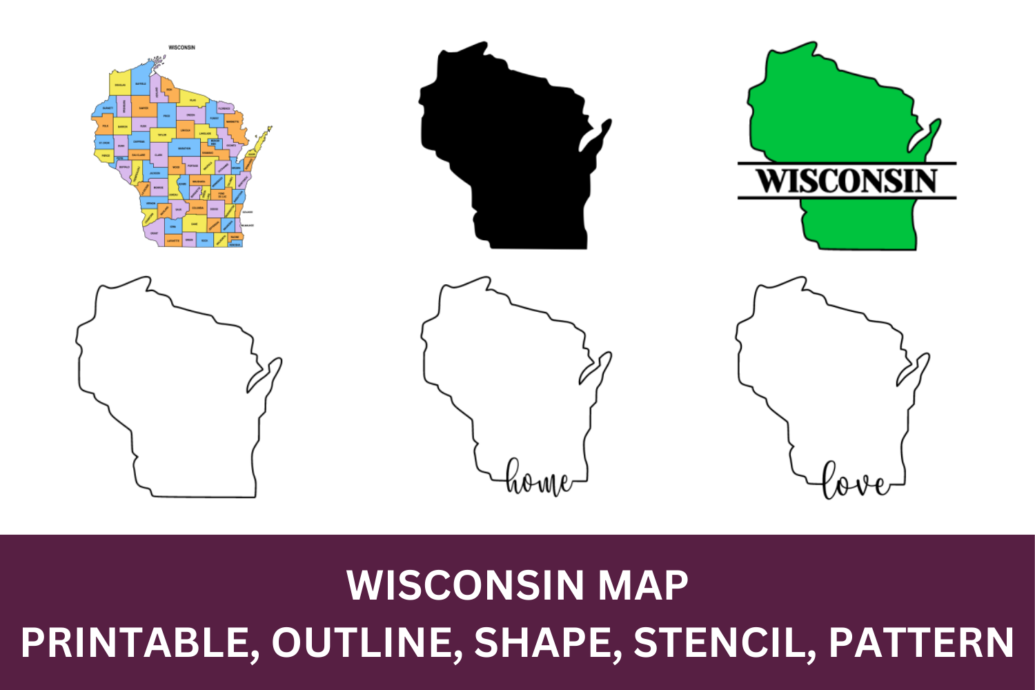Wisconsin Map Outline Printable State Shape Stencil Pattern Outline Printable State Shape Stencil Pattern