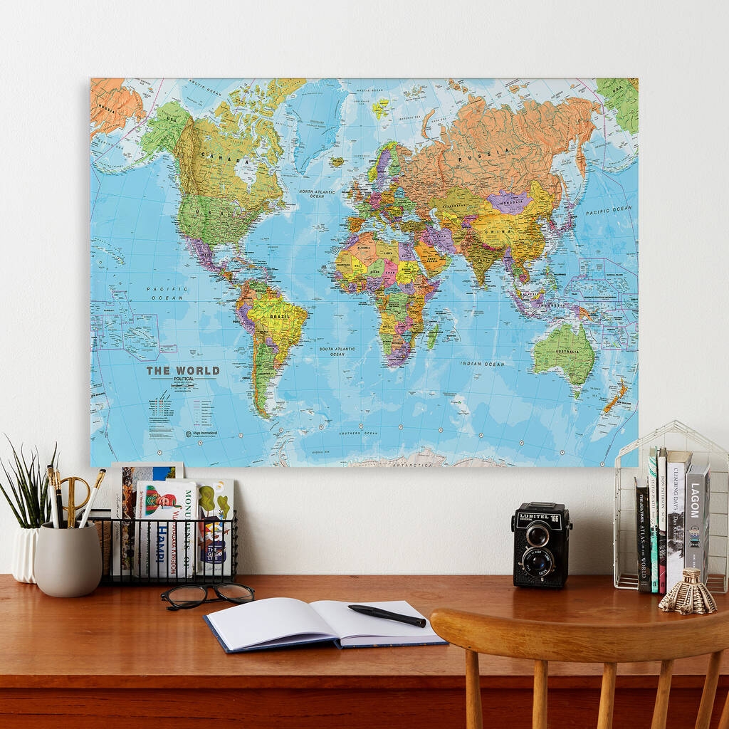 World Canvas Map Print By Maps International World Canvas Map Print By Maps International