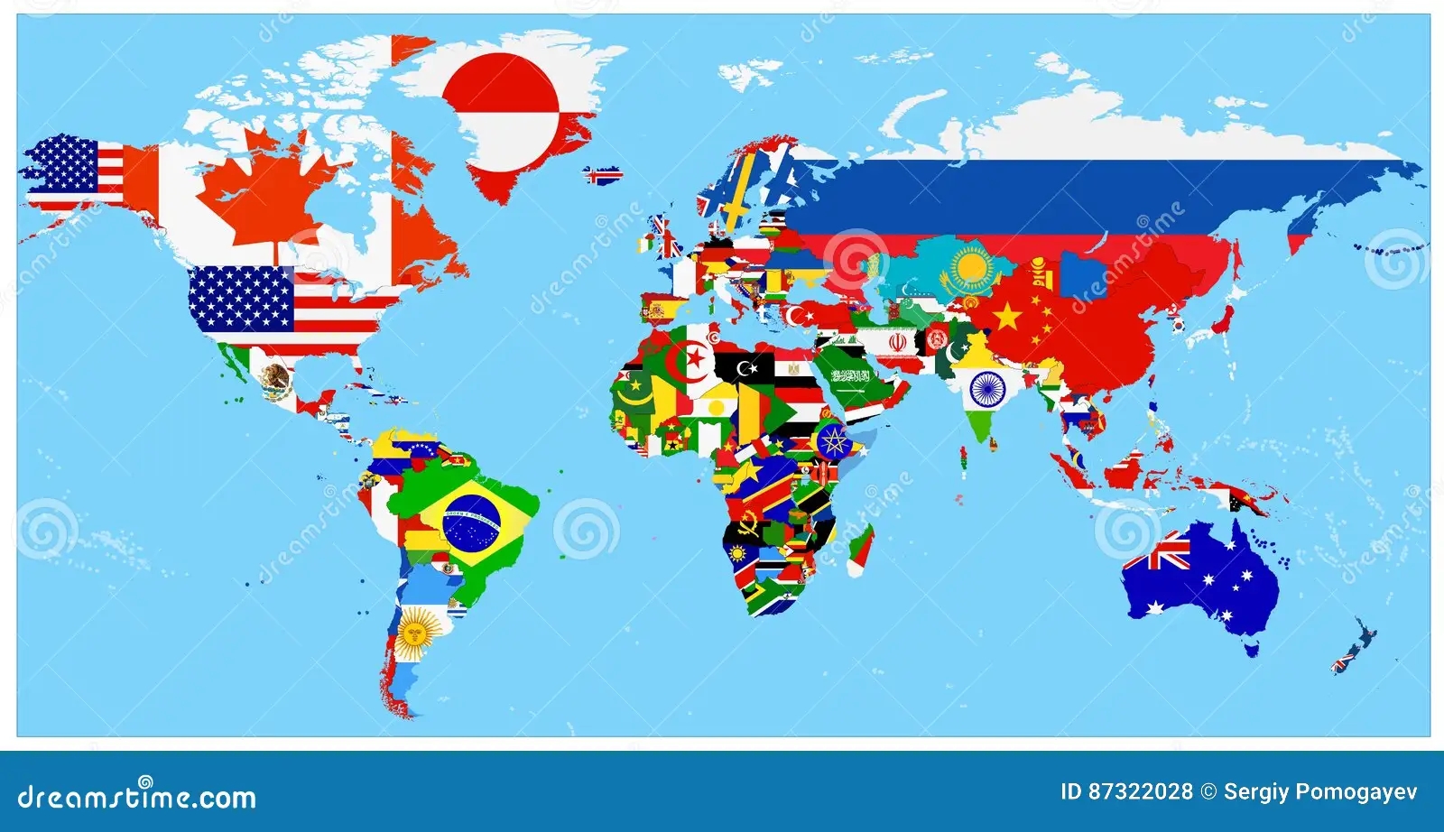 World Flag Map With A Blue Background Stock Vector Illustration Of Globe Countries 87322028
