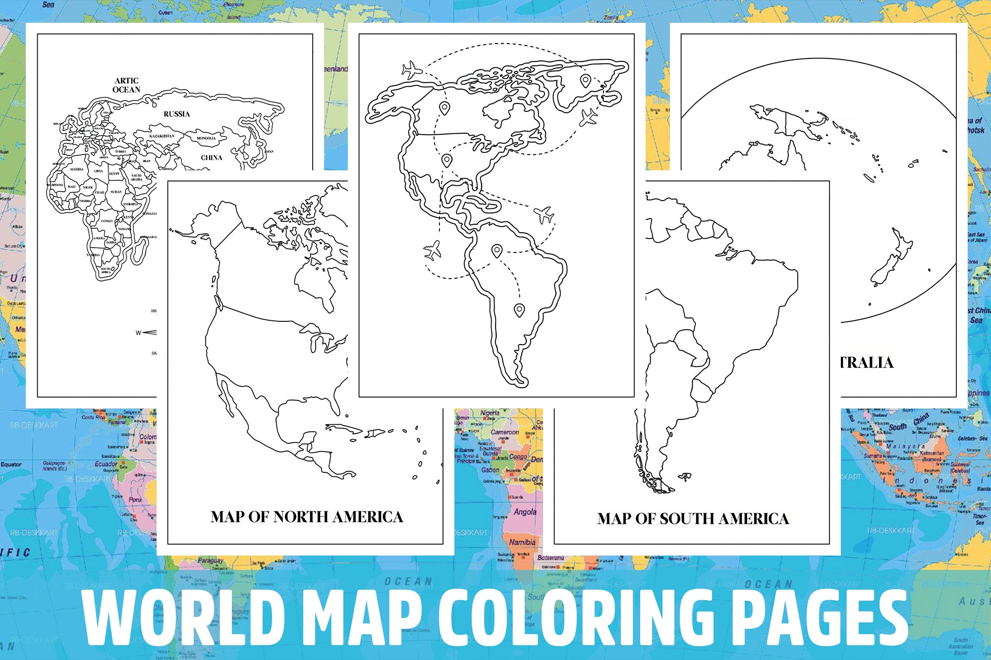 World Map Coloring Pages For Kids Girls Boys Teens Birthday 