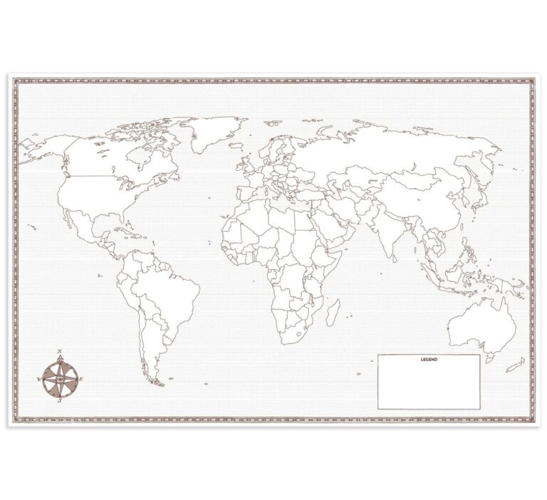 World Map Large Foldable Blank 24 X 36 