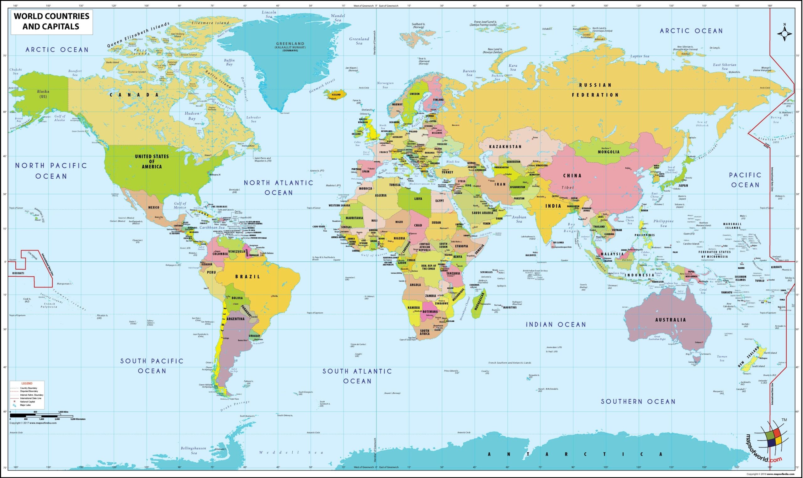 World Map With Countries And Capitals Worksheets Library