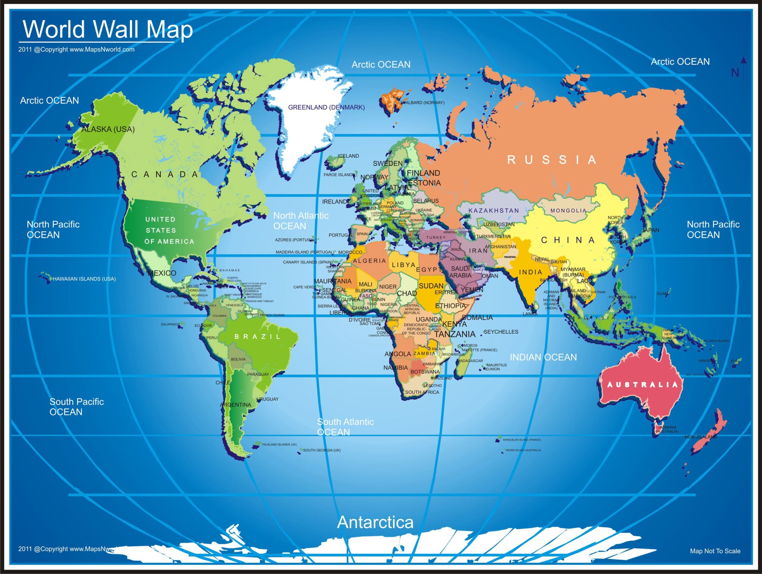 World Map With Countries Printable Free