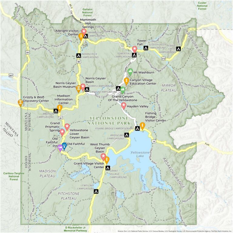 Yellowstone National Park Map GLOSSY POSTER PICTURE PHOTO PRINT 